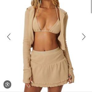 The kript crepe ruffle mini skirt